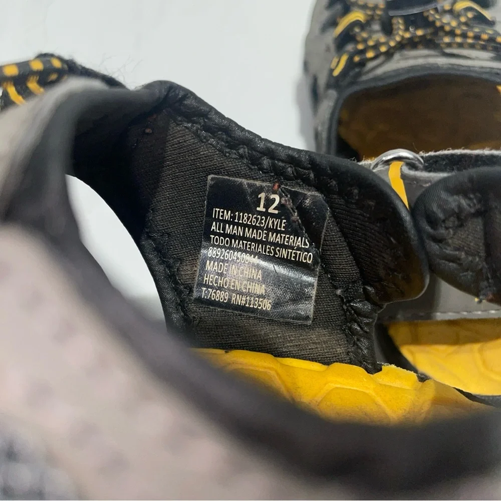 Khombu Kyle Boys Grey Yellow Closed Toe‎ Water Sandals Size 12 Outdoor Hiking
